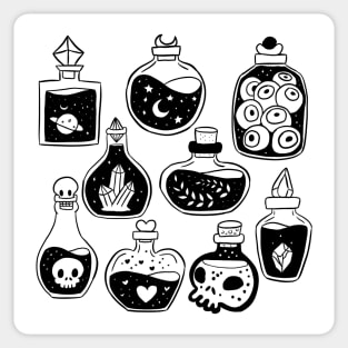 Cute magical potions bottles line art illustration for fantasy lovers Sticker